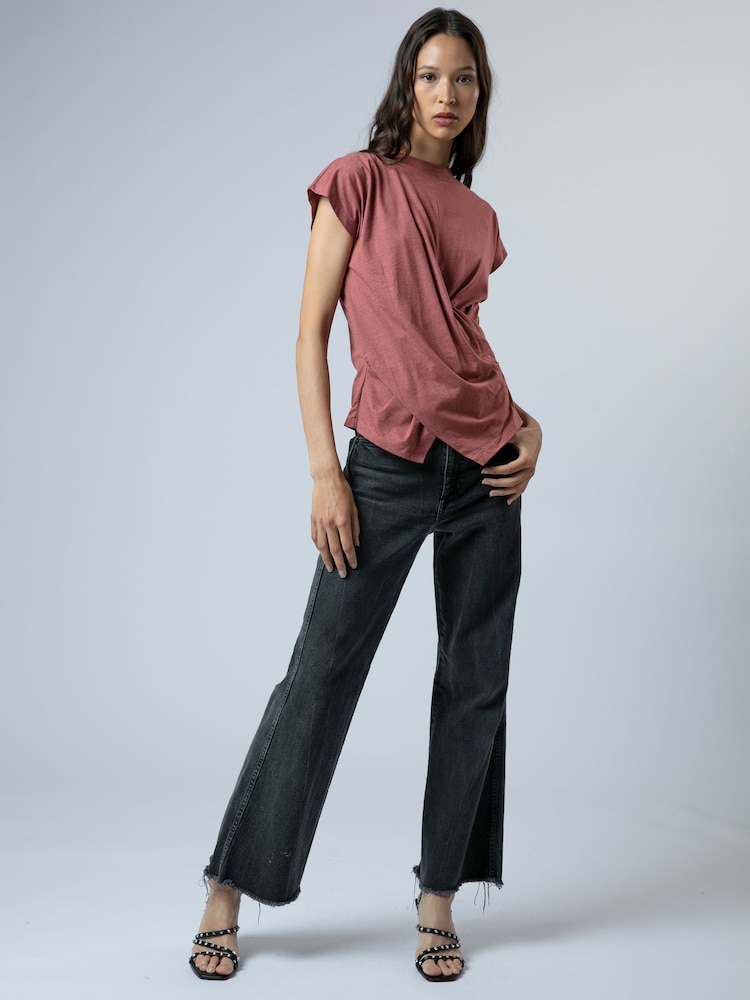 برتقالي - أخضر بخيوط شاحب ـ تيشِرت ضيّق بتصميم ملفوف شكلي Time من Religion - صورة 1 من 6 برتقالي - أخضر بخيوط شاحب ـ تيشِرت ضيّق بتصميم ملفوف شكلي Time من Religion - صورة 1 من 6