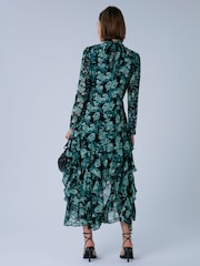 Religion Green Cressida High Low Occasion Maxi Dress Floral Print and Ruffles Skirt - Image 2 of 7