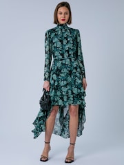 Religion Green Cressida High Low Occasion Maxi Dress Floral Print and Ruffles Skirt - Image 5 of 7