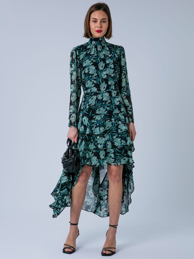 Buy Religion Green Cressida High Low Occasion Maxi Dress Floral Print and  Ruffles Skirt from Next USA