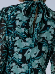 Religion Green Cressida High Low Occasion Maxi Dress Floral Print and Ruffles Skirt - Image 6 of 7