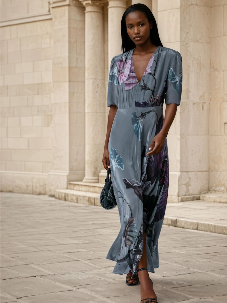 3 4 sleeve cotton maxi dress Cuffed 3/4 Sleeve V-Neck Tiered Maxi Dress in Canyon Clay Medium