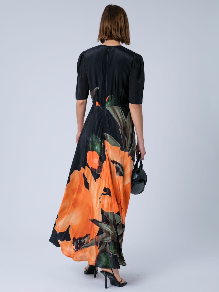 Buy Religion Orange Sienna Maxi Occasion Tea Dress With Cute Sleeves from  Next Singapore