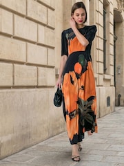 Religion Orange Sienna Maxi Occasion Tea Dress With Cute Sleeves - Image 7 of 7