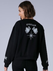 Religion Black Love Button Sweatshirt Cardigan With Contrast Embroidery - Image 2 of 7