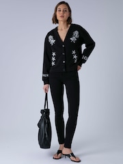 Religion Black Love Button Sweatshirt Cardigan With Contrast Embroidery - Image 3 of 7