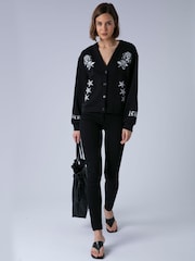 Religion Black Love Button Sweatshirt Cardigan With Contrast Embroidery - Image 5 of 7
