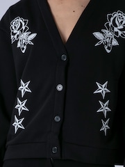 Religion Black Love Button Sweatshirt Cardigan With Contrast Embroidery - Image 7 of 7