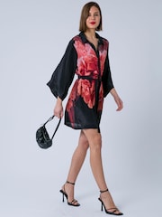 Religion Pink Tunic Shirt Dress With Kimono Sleeves in Bright Floral Print - Image 3 of 7