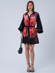 Religion Pink Tunic Shirt Dress With Kimono Sleeves in Bright Floral Print - Image 4 of 7