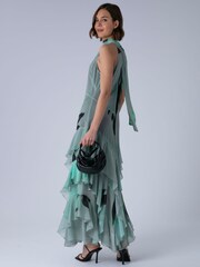 Religion Green Taylor Maxi Dress With Full Ruffle Skirt - Image 1 of 8