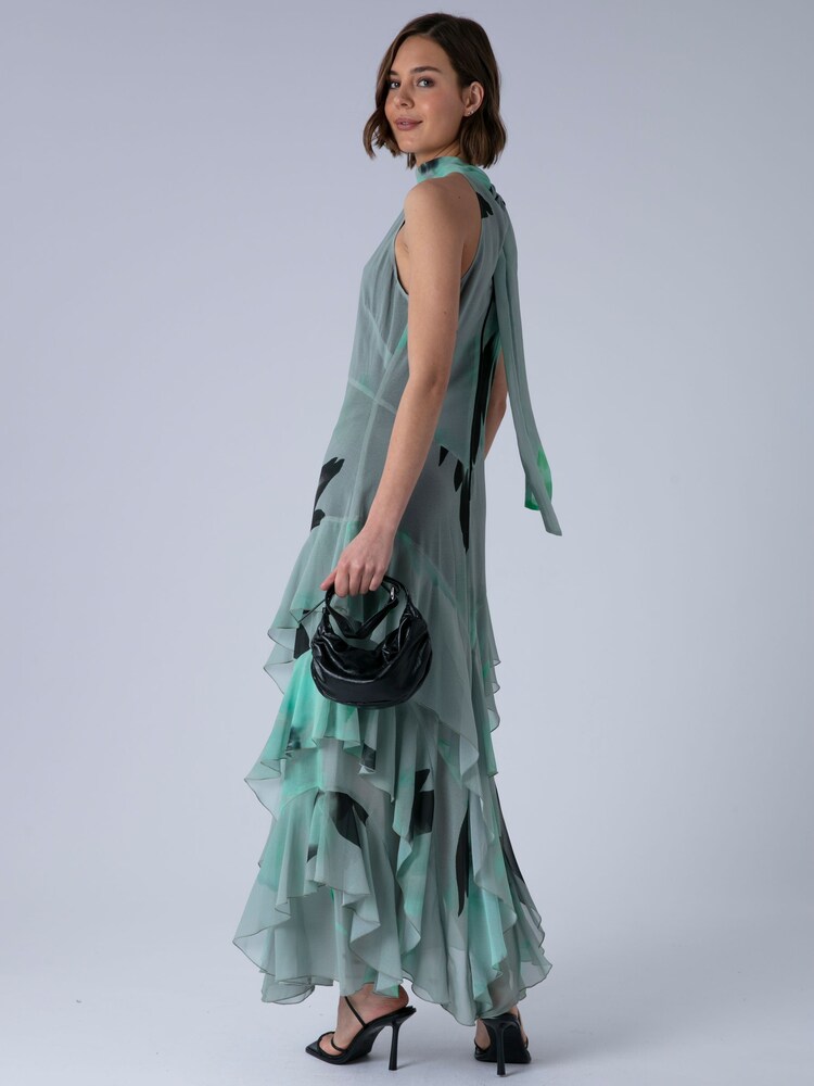 Religion Green Taylor Maxi Dress With Full Ruffle Skirt - Image 1 of 8