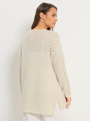 Yours Curve Natural Knitted Long Sleeve Top - Image 2 of 6