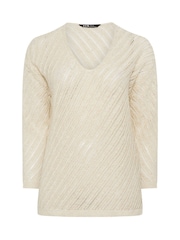 Yours Curve Natural Knitted Long Sleeve Top - Image 6 of 6