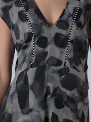 Religion Animal Lilian Maxi V-Neck Occasion Dress With Tie Waist and Stud Neck trim in Ocelot - Image 7 of 7