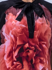 Religion Pink Taylor Loose Blouse With Floral Placement Print And Neck Tie With Skull Charms - Image 4 of 8