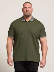 BadRhino Big & Tall Green Two Tone Waffle Polo Shirt - Image 1 of 6