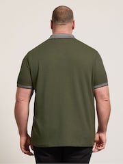 BadRhino Big & Tall Green Two Tone Waffle Polo Shirt - Image 3 of 6