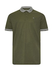 BadRhino Big & Tall Green Two Tone Waffle Polo Shirt - Image 5 of 6