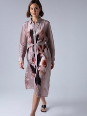 Religion Pink Tory Tunic Beach Shirt Dress Cover Up In Floral Print With Tie Belt - Image 1 of 8