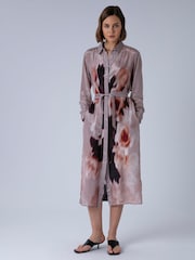 Religion Pink Tory Tunic Beach Shirt Dress Cover Up In Floral Print With Tie Belt - Image 4 of 8