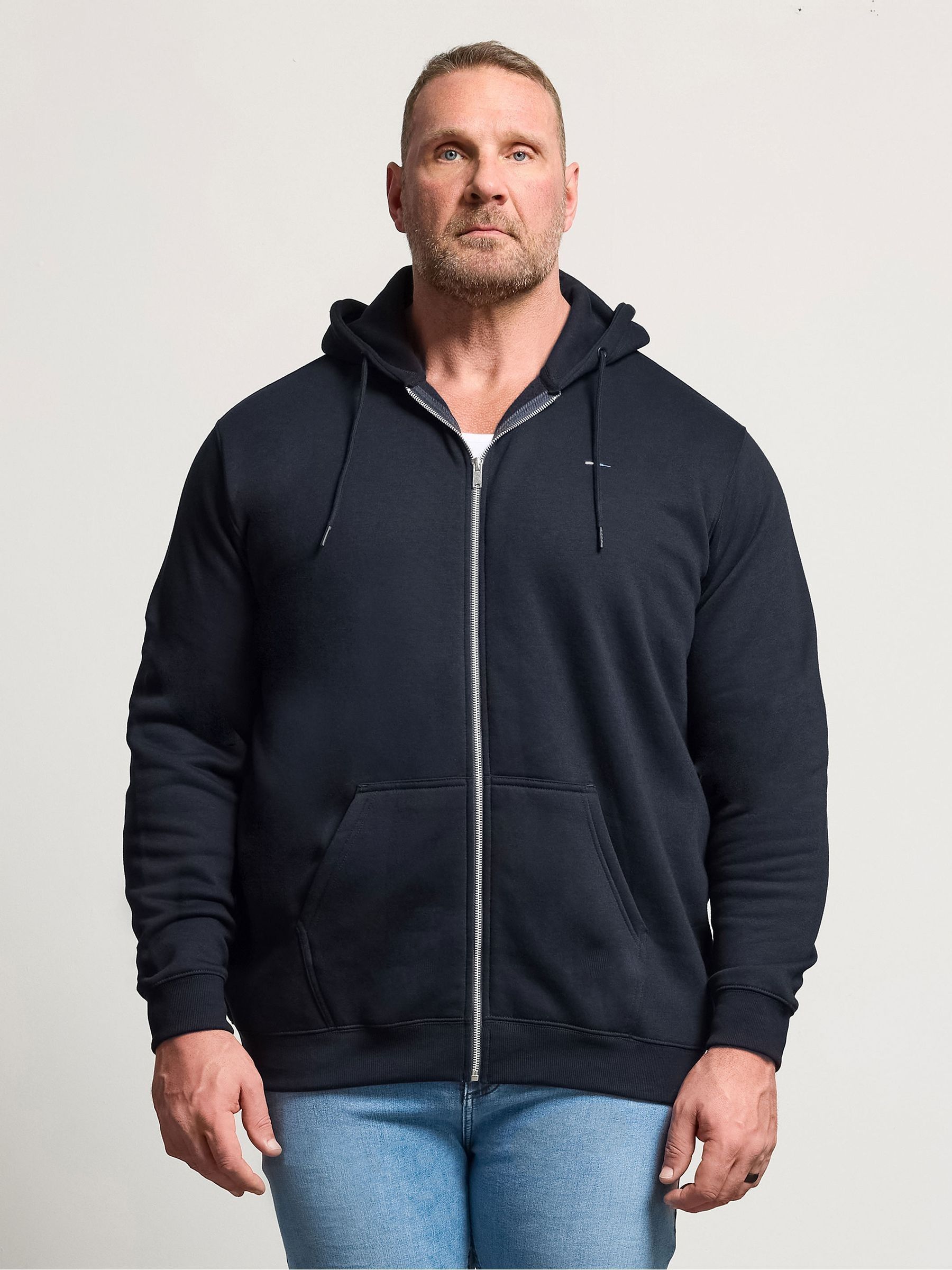 Badrhino Big & Tall Men's Blue Zip Thru Hoodie - Image 3