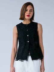 Religion Black Ellie Waistcoat Occasion Top In Intricate Lace - Image 1 of 7