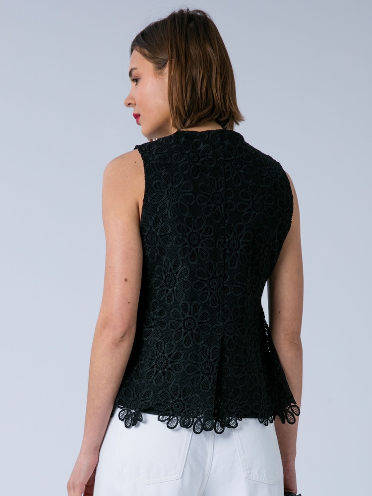Religion Black Ellie Waistcoat Occasion Top In Intricate Lace - Image 2 of 7