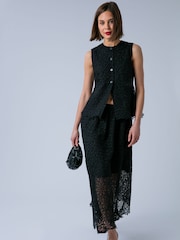 Religion Black Ellie Waistcoat Occasion Top In Intricate Lace - Image 6 of 7