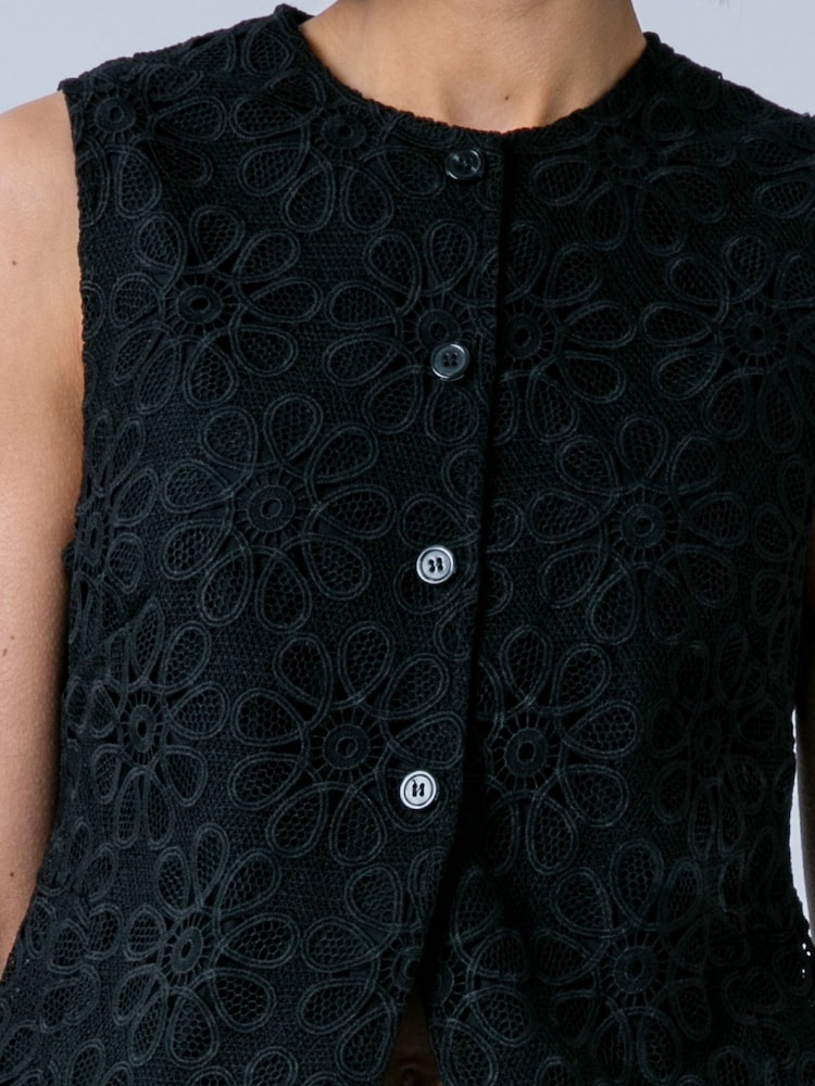 Religion Black Ellie Waistcoat Occasion Top In Intricate Lace - Image 7 of 7