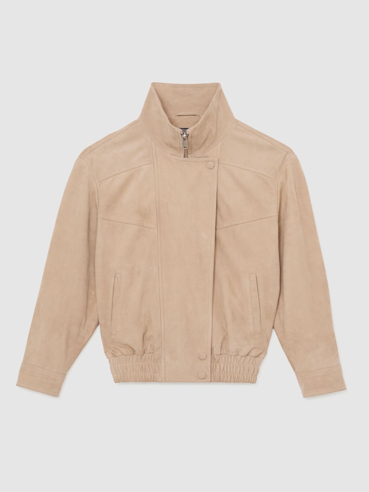Reiss Neutral Petra Suede Oversized Jacket - Image 2 of 7