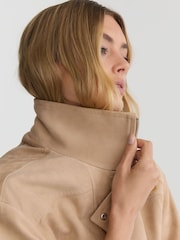 Reiss Neutral Petra Suede Oversized Jacket - Image 4 of 7