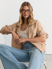 Reiss Neutral Petra Suede Oversized Jacket - Image 5 of 7