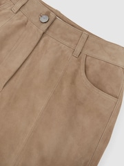 Reiss Sand Keria Suede Wide-Leg Trousers - Image 6 of 6