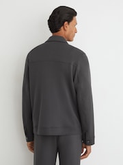 Reiss Charcoal Grey Thom Premium Interlock Twin-Pocket Overshirt - Image 6 of 8