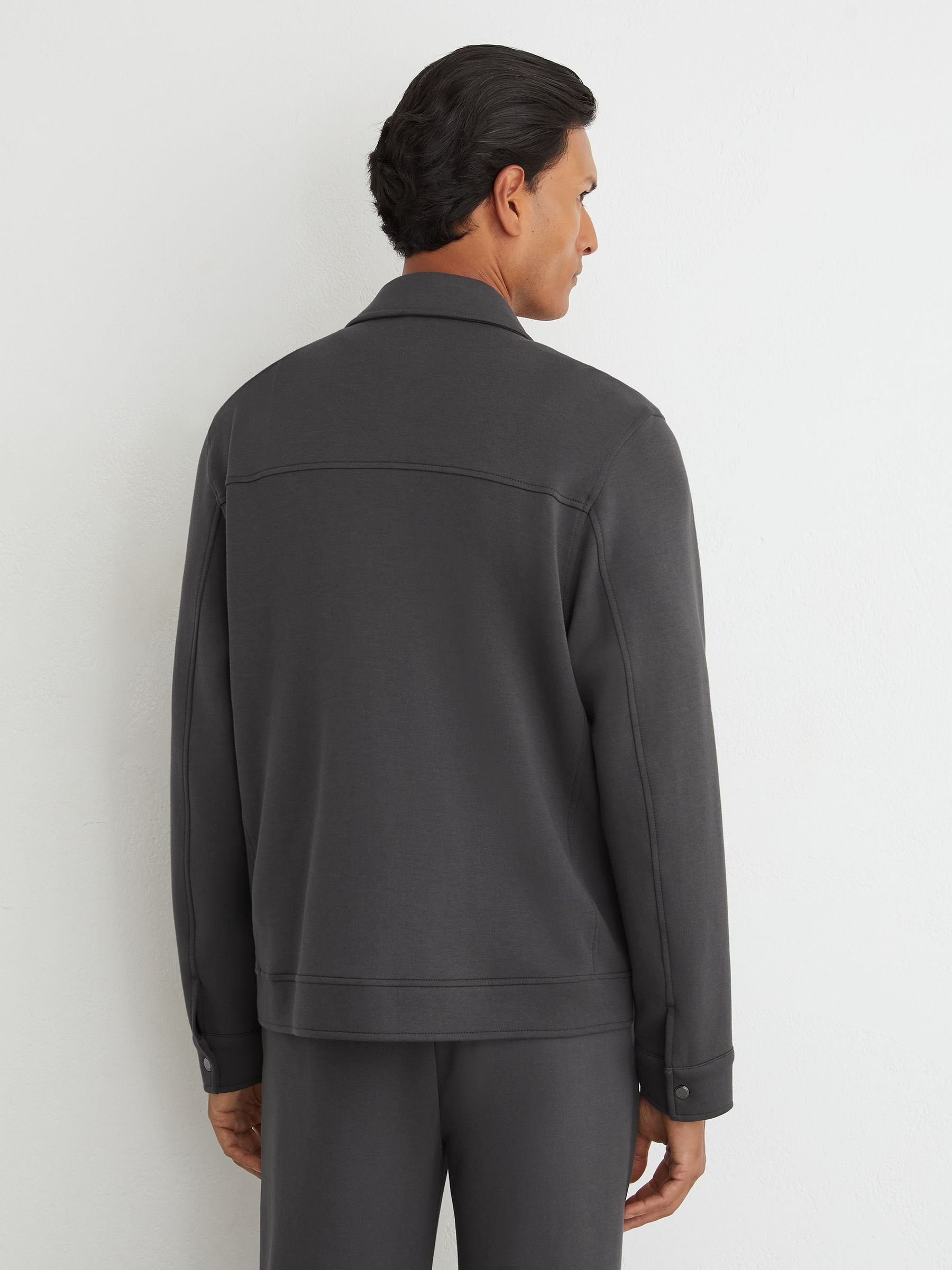 Buy Reiss Charcoal Grey Thom Sueded Interlock Jersey Twin-Pocket