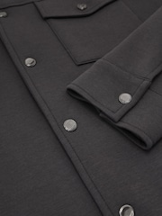Reiss Charcoal Grey Thom Premium Interlock Twin-Pocket Overshirt - Image 8 of 8
