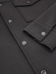 Reiss Charcoal Grey Thom Premium Interlock Twin-Pocket Overshirt - Image 9 of 9