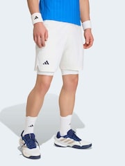adidas White Shorts & Tight Tennis Shorts Set - Image 1 of 6
