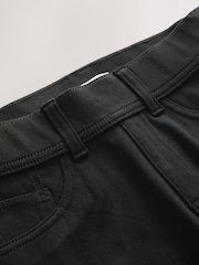 黑色侧条纹 - 平纹牛仔阔腿裤 - 9的图像7｝