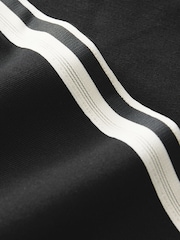 黑色侧条纹 - 平纹牛仔阔腿裤 - 9的图像8｝