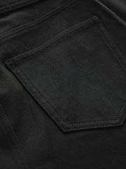 黑色侧条纹 - 平纹牛仔阔腿裤 - 9的图像9｝