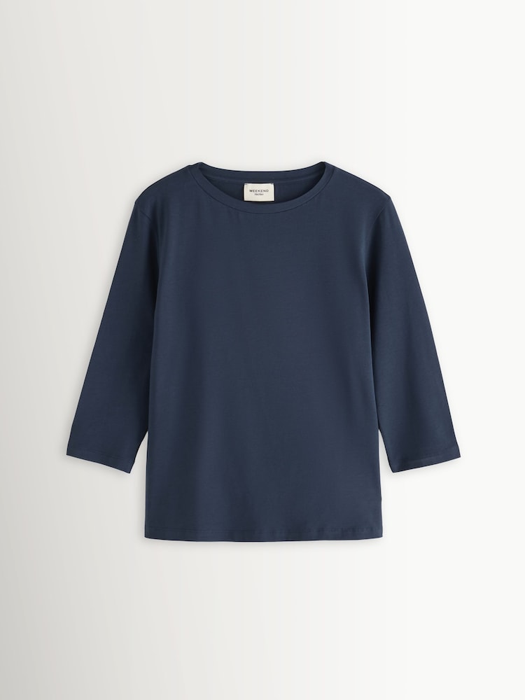 Weekend MaxMara Blue Multia Mid Sleeve T-shirt - Image 1 of 5 Weekend MaxMara Blue Multia Mid Sleeve T-shirt - Image 1 of 5