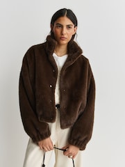 Weekend MaxMara Brown Anemone Faux Fur Coat - Image 1 of 5