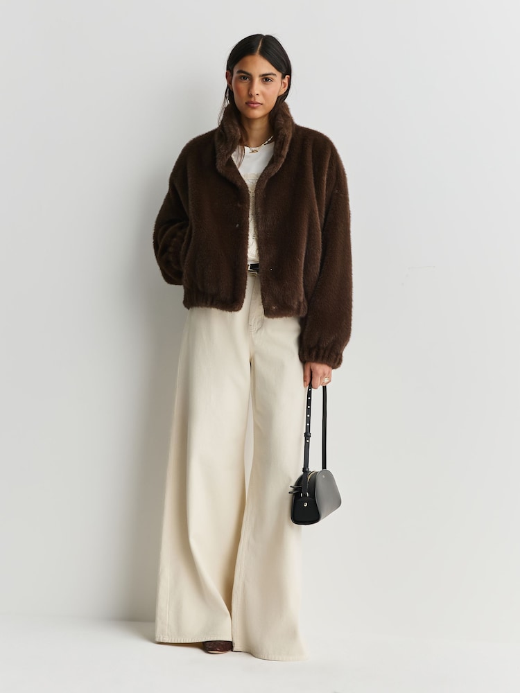 Weekend MaxMara Brown Anemone Faux Fur Coat - Image 2 of 5 Weekend MaxMara Brown Anemone Faux Fur Coat - Image 2 of 5