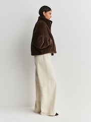 Weekend MaxMara Brown Anemone Faux Fur Coat - Image 3 of 5