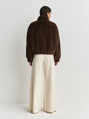 Weekend MaxMara Brown Anemone Faux Fur Coat - Image 4 of 5