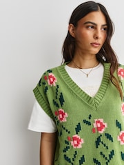 Weekend MaxMara Green Dalamaro Floral Knit Vest - Image 5 of 5