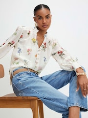River Island Cream Long Sleeve Floral Blouse - Image 1 of 4
