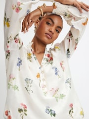 River Island Cream Long Sleeve Floral Blouse - Image 3 of 4